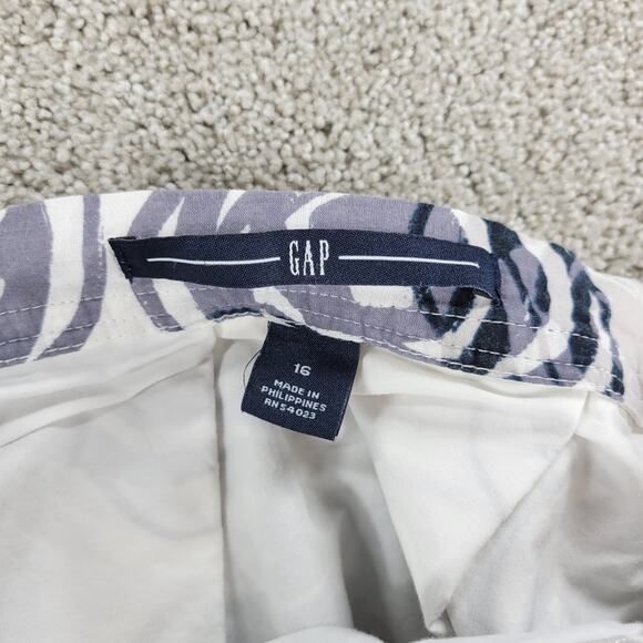 GAP Womens Skirt 16 White Blue Rosebud Abstract Swirl Pleated‎ Lined A-Line Mini - Picture 6 of 13